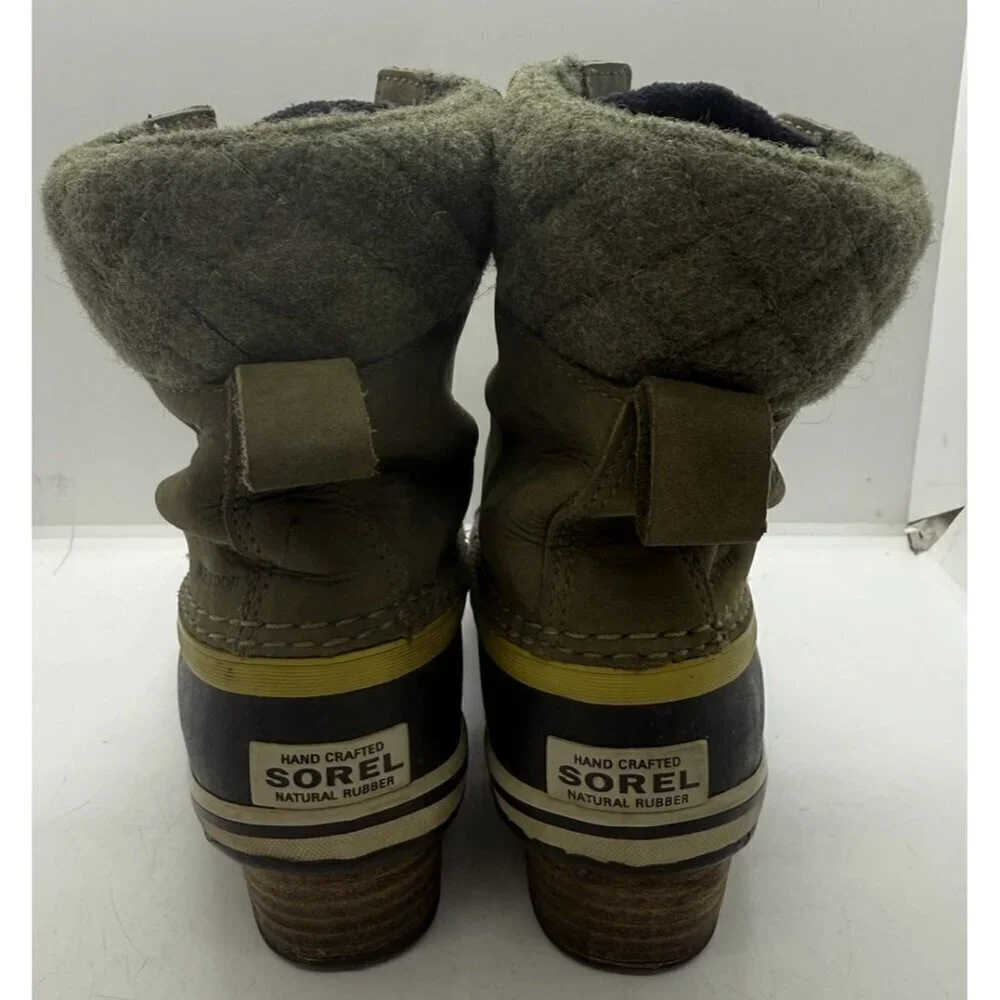Sorel Slimpack Lace II Womens 6.5 Peat Moss Waterproof Winter Boots NL2348-213